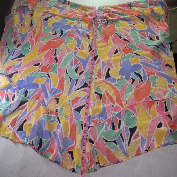 Beyond Control Colorful Floral Chiffon Tie-Front Beach Resort Cover-Up Wrap S/M - Picture 7 of 8